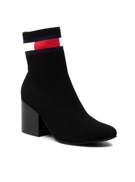Botines Tommy Hilfiger Flag Sock Negro Para Mujer