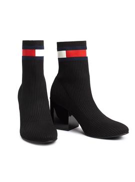 Botines Tommy Hilfiger Flag Sock Negro Para Mujer