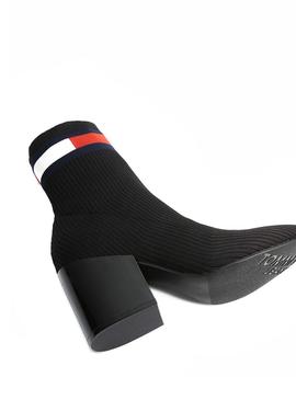 Botines Tommy Hilfiger Flag Sock Negro Para Mujer