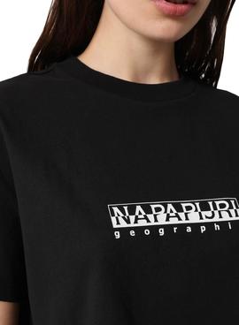 Camiseta Napapijri S-Box W Cropped Negra Mujer