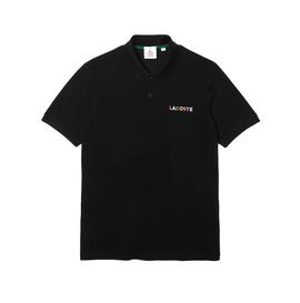 Polo Lacoste Live Negro Letras Colores Para Hombre