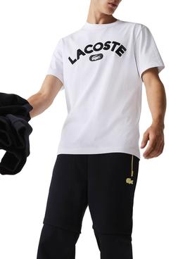 Camiseta Lacoste Blanca Logo Estampado Para Hombre