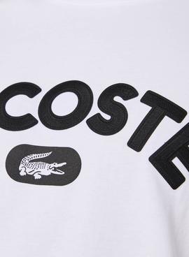 Camiseta Lacoste Blanca Logo Estampado Para Hombre