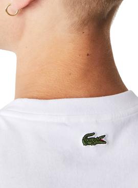 Camiseta Lacoste Blanca Logo Estampado Para Hombre