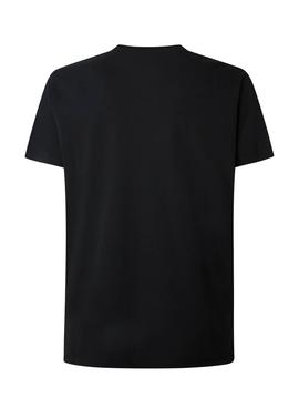 Camiseta Pepe Jeans Moe Negra Pintura Para Hombre