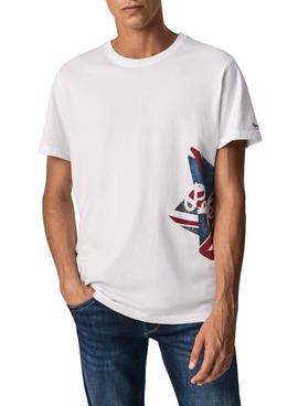 Camiseta Pepe Jeans Ronny Blanca Bandera Hombre