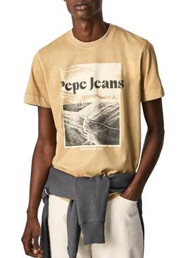 Camiseta Pepe Jeans Yann Beige Paisaje Para Hombre