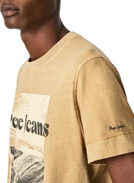 Camiseta Pepe Jeans Yann Beige Paisaje Para Hombre