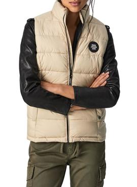 Chaleco Pepe Jeans Sita Beige Acolchado Para Mujer