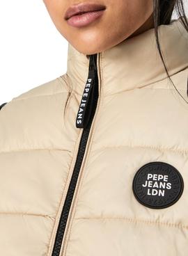 Chaleco Pepe Jeans Sita Beige Acolchado Para Mujer