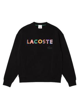 Sudadera Lacoste Live Negra Letras Colores Hombre