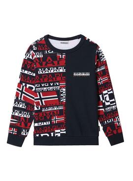 Sudadera Napapijri Beiy Logos Rojo Marino Niño