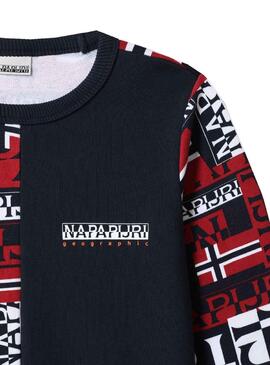 Sudadera Napapijri Beiy Logos Rojo Marino Niño