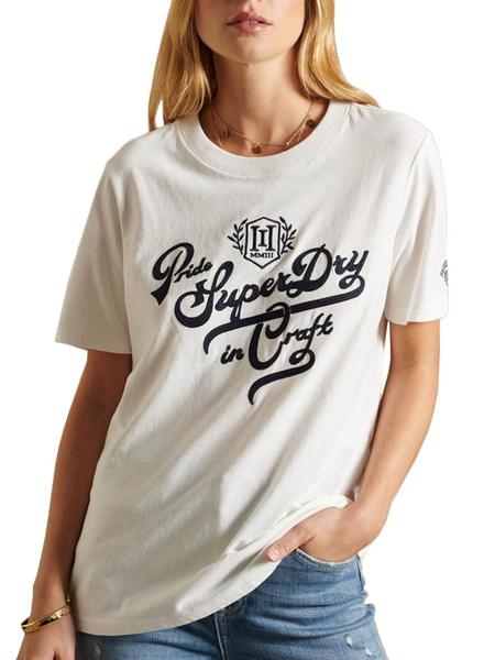 Camiseta Superdry Pride In Craft Beige Mujer