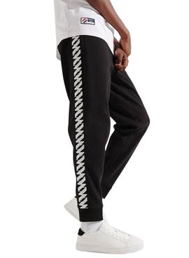 Pantalon Chandal Superdry Code Tape Negro Hombre