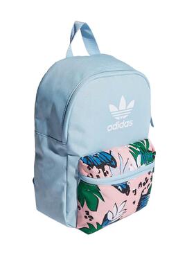 Mochila Adidas Azul Flower Print Para Kids