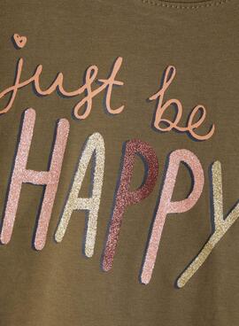 Camiseta Name It Vix Just Be Happy Verde Para Niña