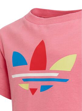 Camiseta Adidas Adicolor Rosa Trefoil Para Niña