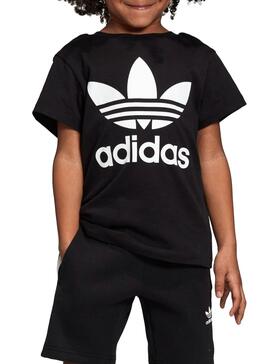 Abundante Advertencia reposo Camiseta Adidas Trefoil Negro Niño y Niña