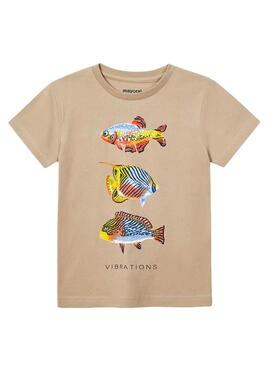 Camiseta Mayoral Peces Marrón para Niño