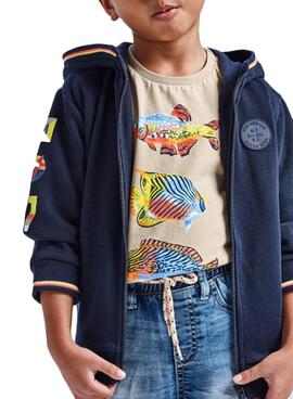 Camiseta Mayoral Peces Marrón para Niño