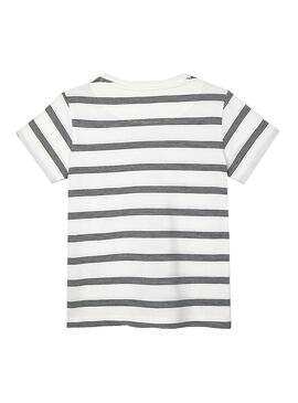 Camiseta Mayoral Rayas Vinilo Blanco Para Niño