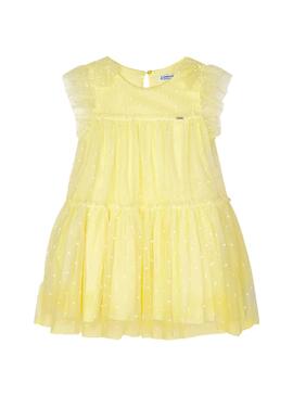 Vestido Mayoral Tul Plumeti Amarillo Para Niña