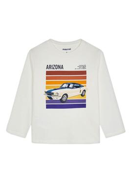 Camiseta Mayoral Coche Blanco Para Niño