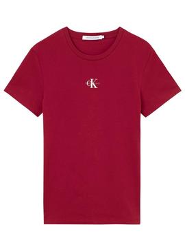 Camiseta Calvin Klein Jeans Micro Monogram Granate Mujer