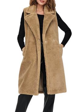 Chaleco Only Evelin Teddy Camel para Mujer