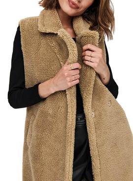 Chaleco Only Evelin Teddy Camel para Mujer