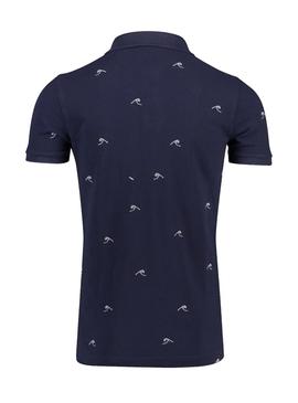 Polo Superdry Classic Pique Print Marino Hombre