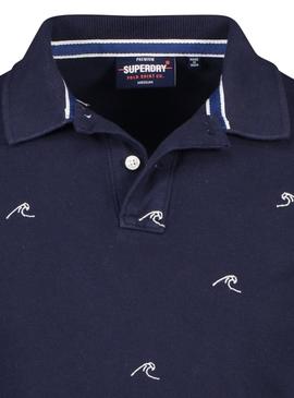 Polo Superdry Classic Pique Print Marino Hombre