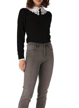 Jersey Naf Naf Cuello Bobo Negro para Mujer