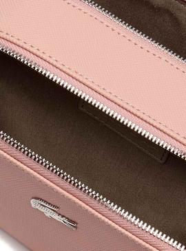 Bolso Lacoste Double Zip Crossover Rosa Mujer