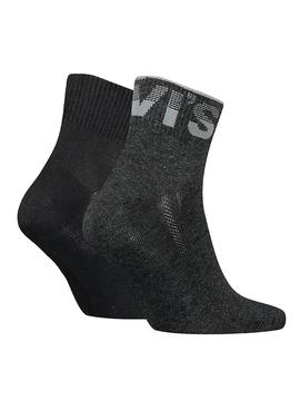 Pack 2 Calcetines Levis Mid Negro Gris Para Hombre