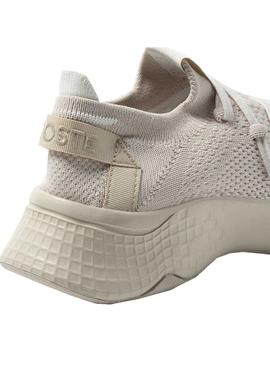 Zapatillas Lacoste Court Drive Knit Beige Mujer