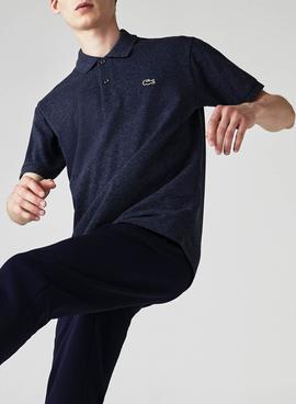 Polo Lacoste Jaspeado Marino Para Hombre