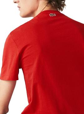 Camiseta Lacoste Sport Logo Rojo Para Hombre