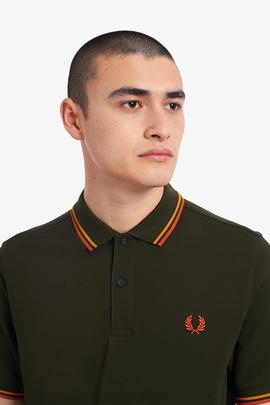 Polo Fred Perry Icónico Verde Oscuro Para Hombre