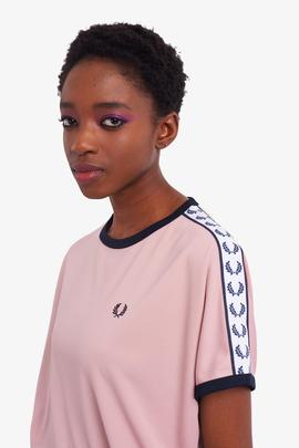 Camiseta Fred Perry Ringer Rosa Para Mujer