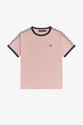 Camiseta Fred Perry Ringer Rosa Para Mujer
