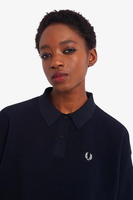 Polo Fred Perry Oversize Azul Para Mujer