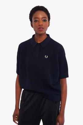 Polo Fred Perry Oversize Azul Para Mujer