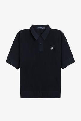 Polo Fred Perry Oversize Azul Para Mujer