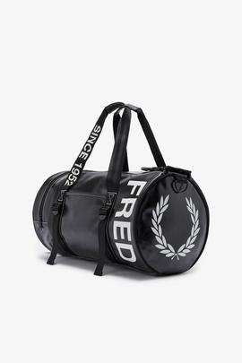 Bolsa de Mano Fred Perry Tipo Barril Negro Para Hombre y Mujer