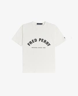 Camiseta Fred Perry Letras Blanco Crudo Para Mujer