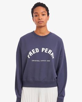 Sudadera Fred Perry Básica Azul Para Mujer