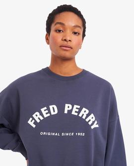 Sudadera Fred Perry Básica Azul Para Mujer