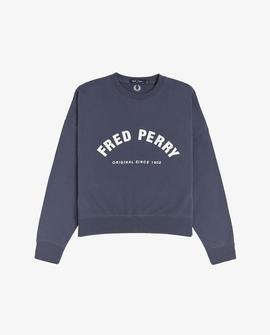 Sudadera Fred Perry Básica Azul Para Mujer